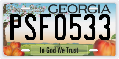 GA license plate PSF0533
