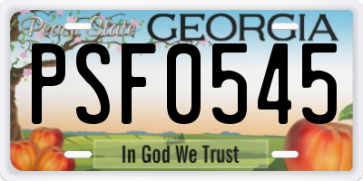 GA license plate PSF0545