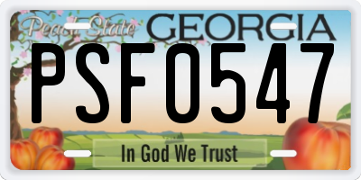 GA license plate PSF0547