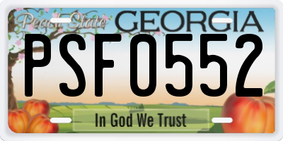 GA license plate PSF0552