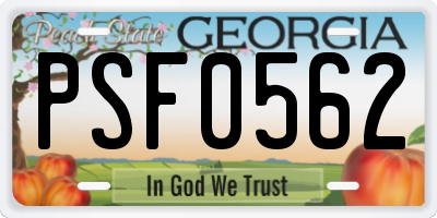 GA license plate PSF0562