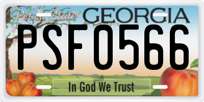 GA license plate PSF0566