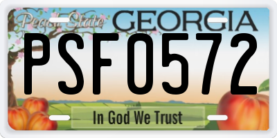 GA license plate PSF0572