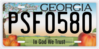 GA license plate PSF0580