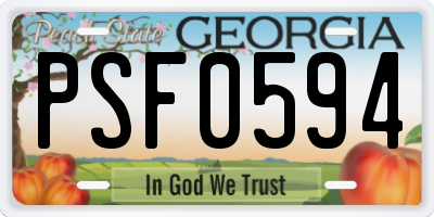GA license plate PSF0594