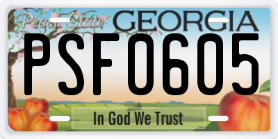 GA license plate PSF0605