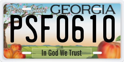 GA license plate PSF0610