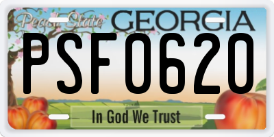 GA license plate PSF0620