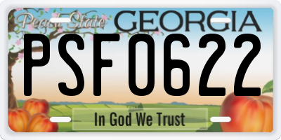 GA license plate PSF0622