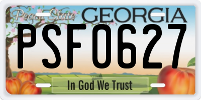 GA license plate PSF0627