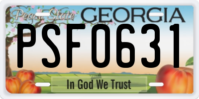 GA license plate PSF0631