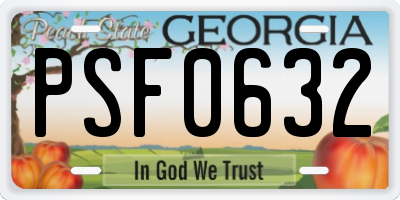 GA license plate PSF0632