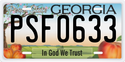 GA license plate PSF0633