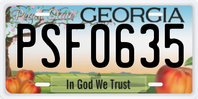 GA license plate PSF0635