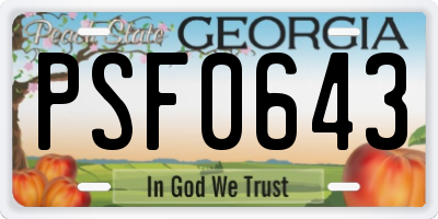GA license plate PSF0643