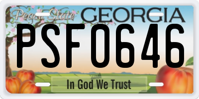 GA license plate PSF0646