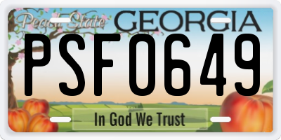 GA license plate PSF0649