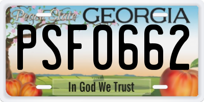 GA license plate PSF0662