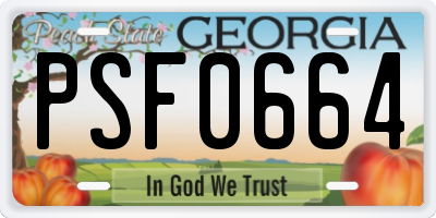 GA license plate PSF0664