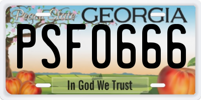 GA license plate PSF0666