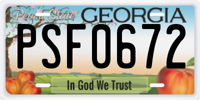 GA license plate PSF0672