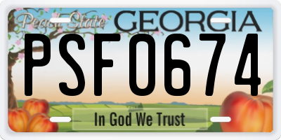 GA license plate PSF0674