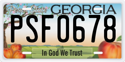 GA license plate PSF0678