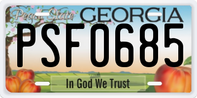 GA license plate PSF0685