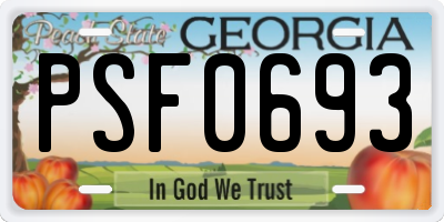 GA license plate PSF0693