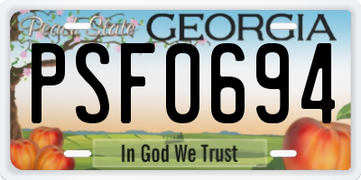 GA license plate PSF0694