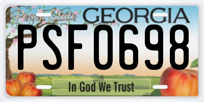 GA license plate PSF0698