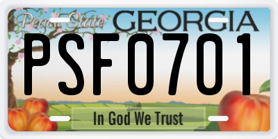 GA license plate PSF0701
