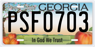 GA license plate PSF0703