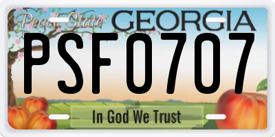 GA license plate PSF0707