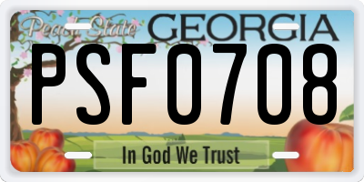 GA license plate PSF0708