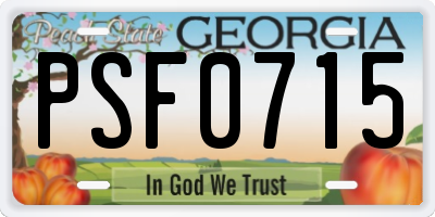 GA license plate PSF0715