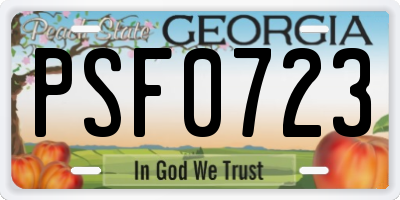 GA license plate PSF0723