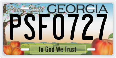 GA license plate PSF0727