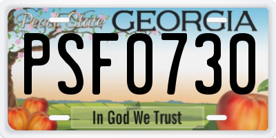 GA license plate PSF0730