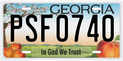 GA license plate PSF0740
