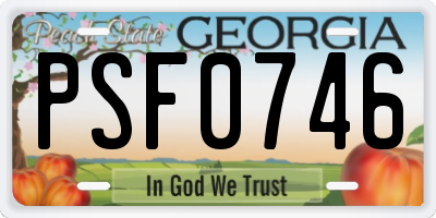 GA license plate PSF0746