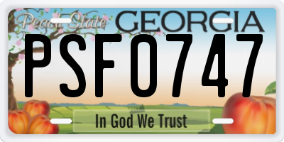 GA license plate PSF0747