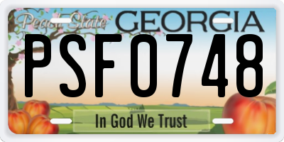 GA license plate PSF0748