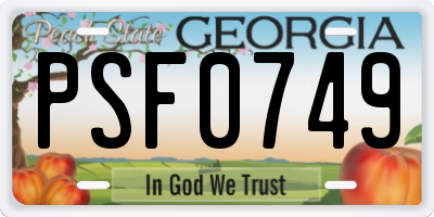 GA license plate PSF0749