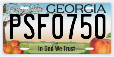GA license plate PSF0750