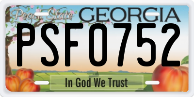 GA license plate PSF0752