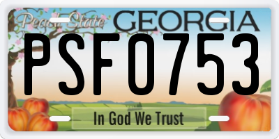 GA license plate PSF0753