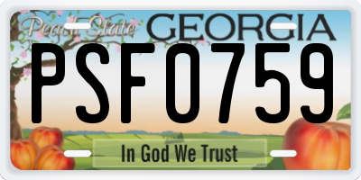 GA license plate PSF0759