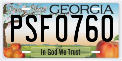 GA license plate PSF0760