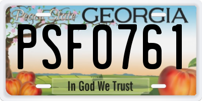 GA license plate PSF0761